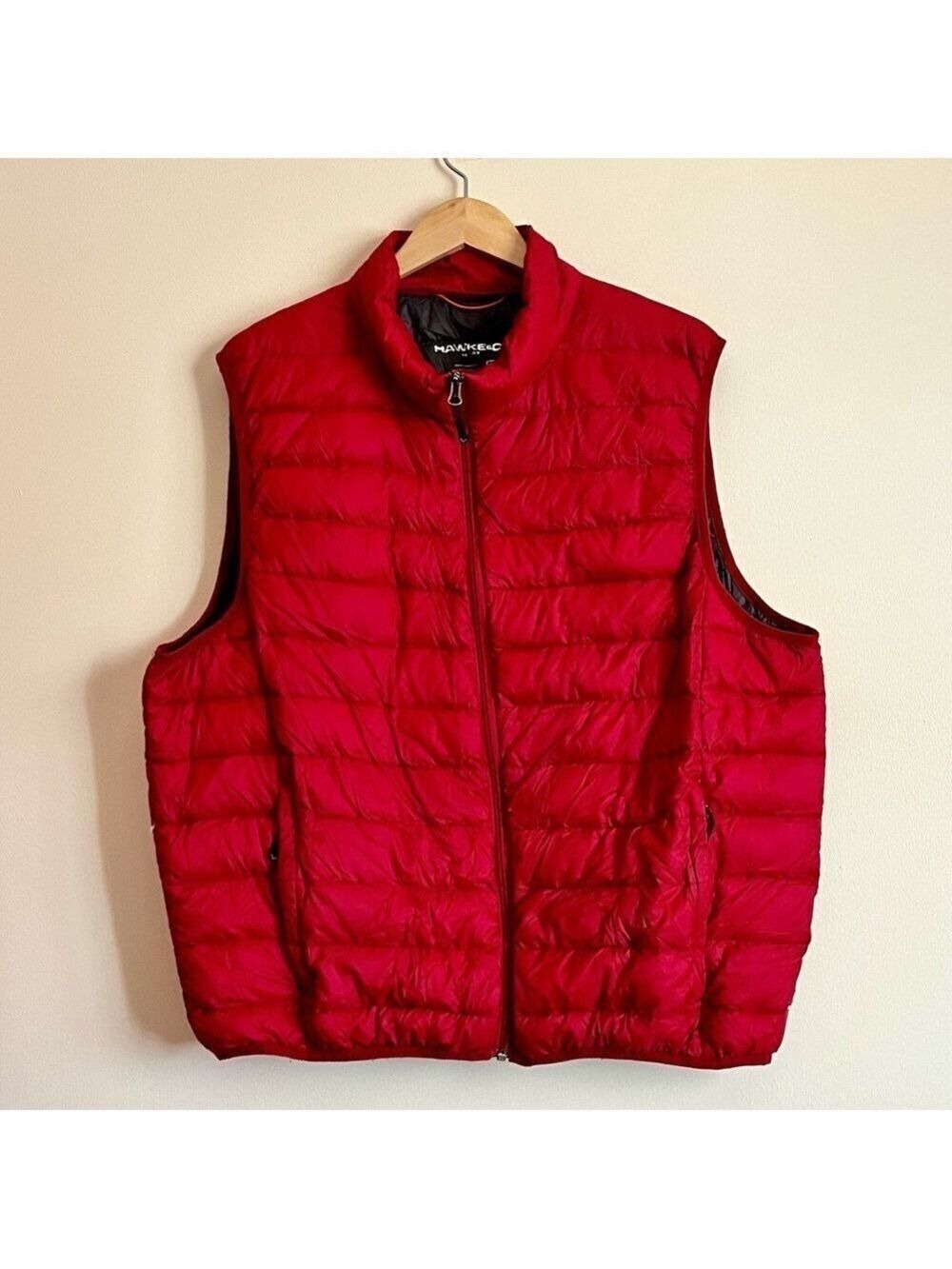 Hawke & Co Sport Red Packable Puffer Vest Zip Front Lightweight Size L Gorpcore